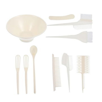 9-Piece Hair Coloring Kit – C-09 White Hair Dye Brush and Bowl Set for Salon and Home Use – Reusable Hair Tint Tools, Mixing Bowl, Combs & Brushes